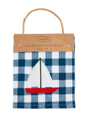 Mud Pie Kitchen  Sailboat & Chair Scrub Towel Set  NEW